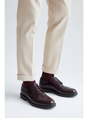 Dan John Leather Brogues Fashing Men's Oxford Burgundy 8/8.5